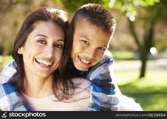 Portrait Of Mother And Son In Countryside