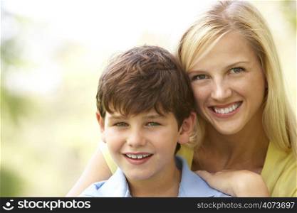 Portrait Of Mother And Son In Park