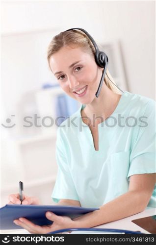 Portrait of nurse with headset