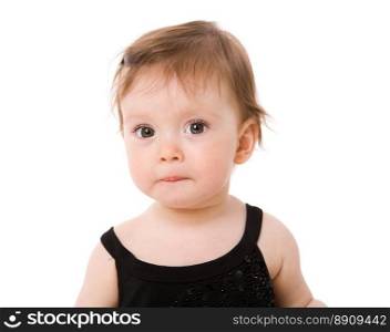 Portrait of One year baby girl isolated on white