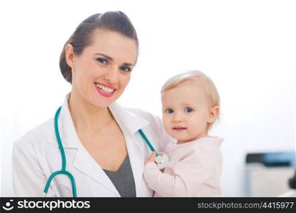 Portrait of pediatric doctor with kid