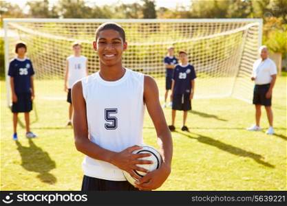 Portrait Of Player In High School Soccer Team