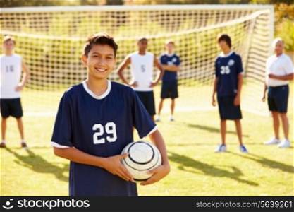 Portrait Of Player In High School Soccer Team