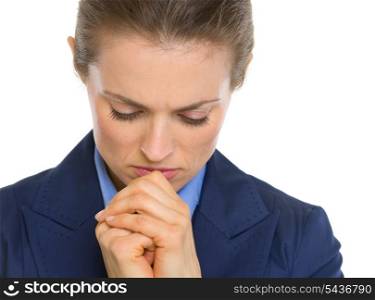 Portrait of praying business woman