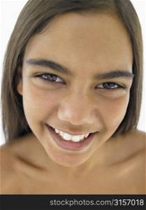 Portrait Of Pre-Teen Girl Smiling