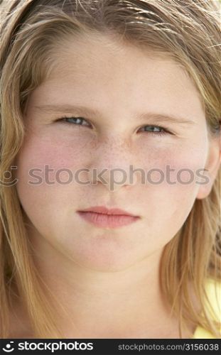 Portrait Of Pre-Teen Girl Sulking