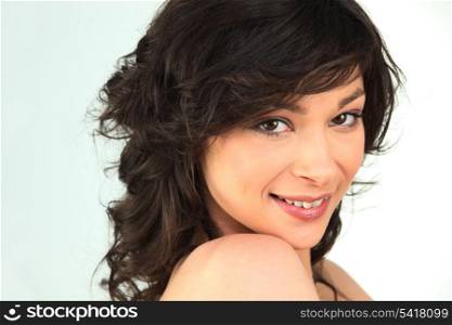 Portrait of pretty brown-haired woman