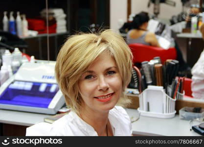 Portrait of pretty woman with blond hair