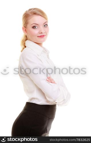 Portrait of professional businesswoman. Elegant young woman blond girl isolated on white. Business. Studio shot.