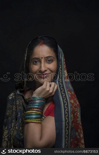 Portrait of rural woman in sari