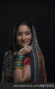 Portrait of rural woman in sari