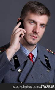 portrait of Russian military officer in greatcoat