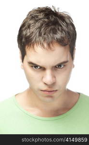 portrait of sad young man isolated on white background