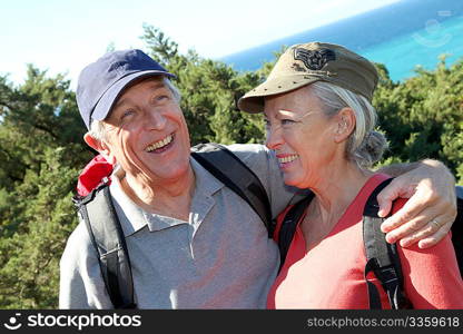 Portrait of senior couple on hiking day