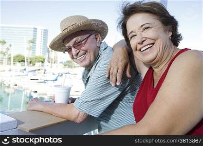 Portrait of senior couple on holidays, smiling