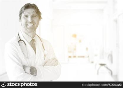 Portrait of senior doctor in hospital room