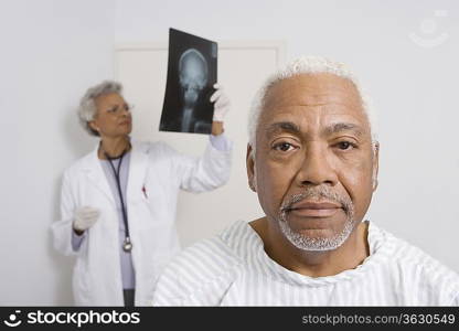 Portrait of senior man waiting for healthcare results