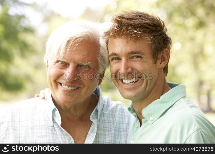 Portrait Of Senior Man With Adult Son