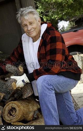 Portrait of senior man working at lumber industry