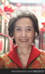 Portrait of senior woman in Chinese traditional clothing