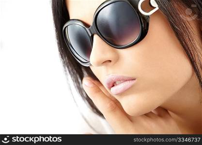Portrait of sensual woman in the sun glasses, isolated