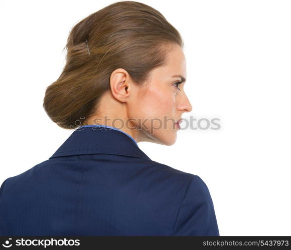 Portrait of serious business woman. rear view