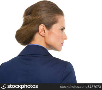 Portrait of serious business woman. rear view