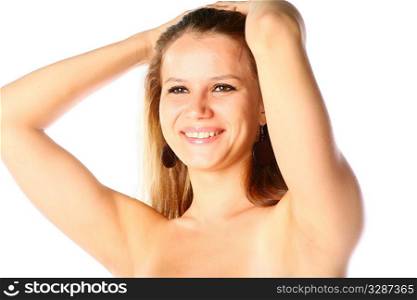 portrait of sexy blonde isolated on white background