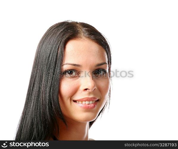 portrait of sexy brunette isolated on white background