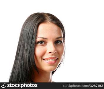 portrait of sexy brunette isolated on white background