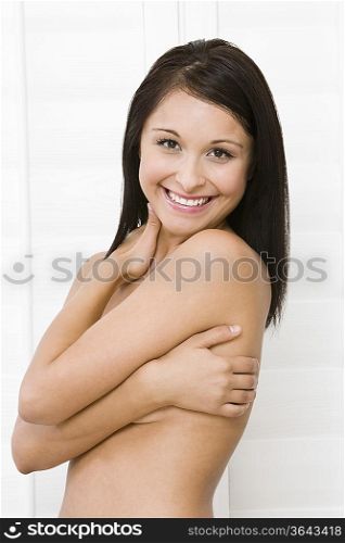 Portrait of shirtless woman
