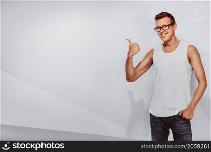 Portrait of smiley cute man over white background. Portrait of smiley cute man