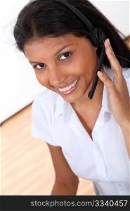 Portrait of smiling customer service operator