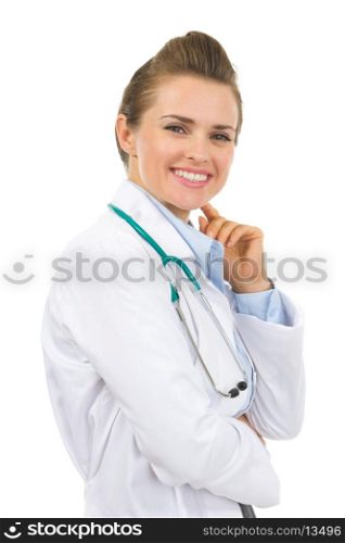 Portrait of smiling medical doctor woman