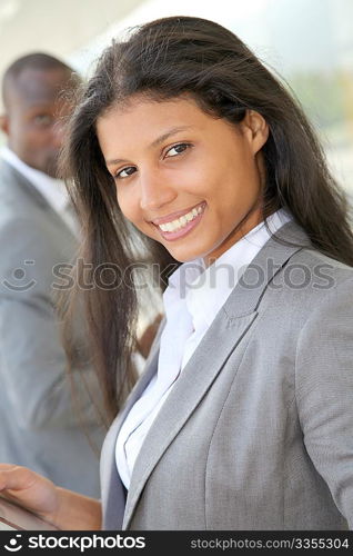 Portrait of smiling saleswoman