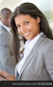 Portrait of smiling saleswoman