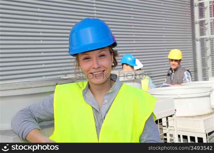 Portrait of smiling student girl in professional training