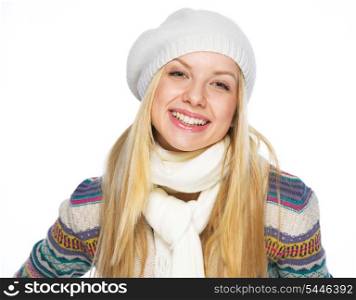 Portrait of smiling teenager girl in winter clothes