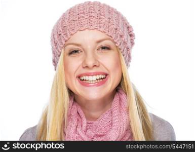 Portrait of smiling teenager girl in winter clothes