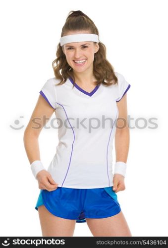 Portrait of smiling tennis player