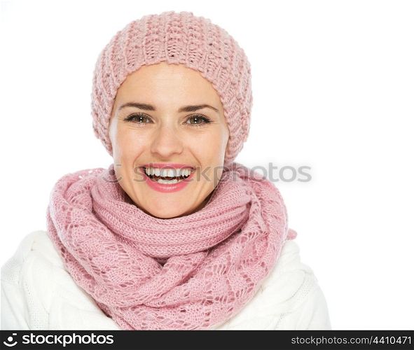 Portrait of smiling woman in knit winter clothes