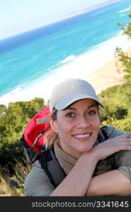 Portrait of smiling woman on hiking day