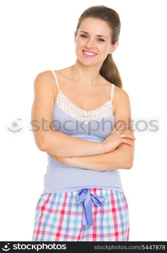 Portrait of smiling young woman in pajamas