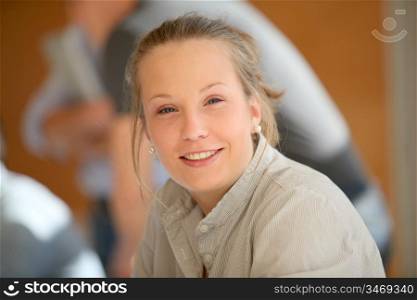 Portrait of student girl in training course