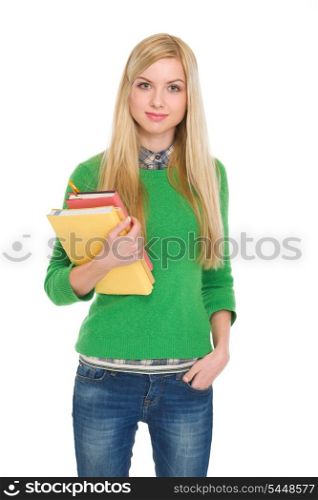 Portrait of student girl with books