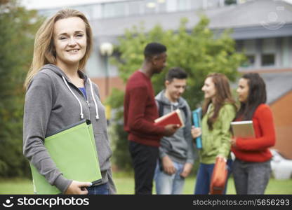 Portrait Of Student Group Outside College Building