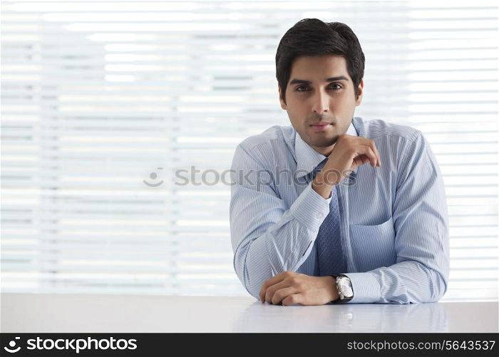 Portrait of successful businessman sitting in office