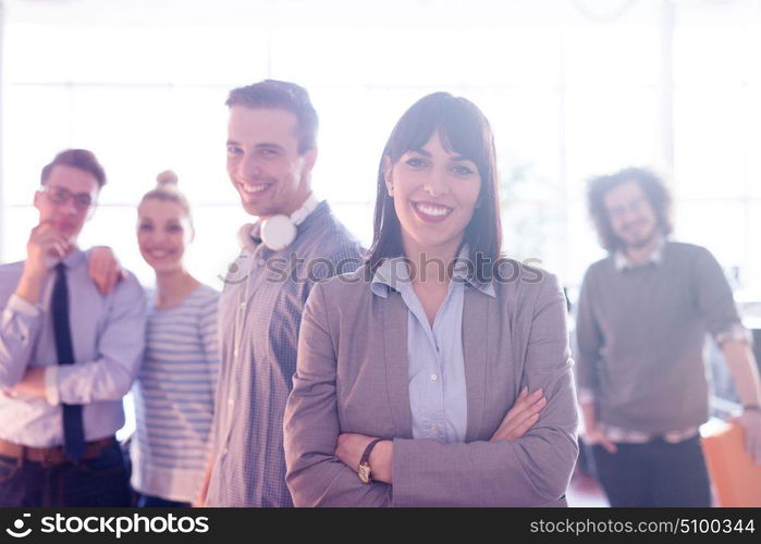 Portrait Of Successful Businesswoman Entrepreneur At Busy startup Office