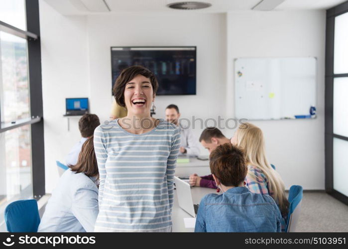 Portrait Of Successful Businesswoman Entrepreneur At Busy startup Office