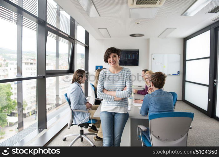 Portrait Of Successful Businesswoman Entrepreneur At Busy startup Office